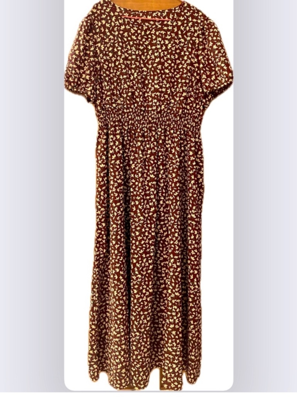 Smocked Waist Burgundy Floral Maxi Dress